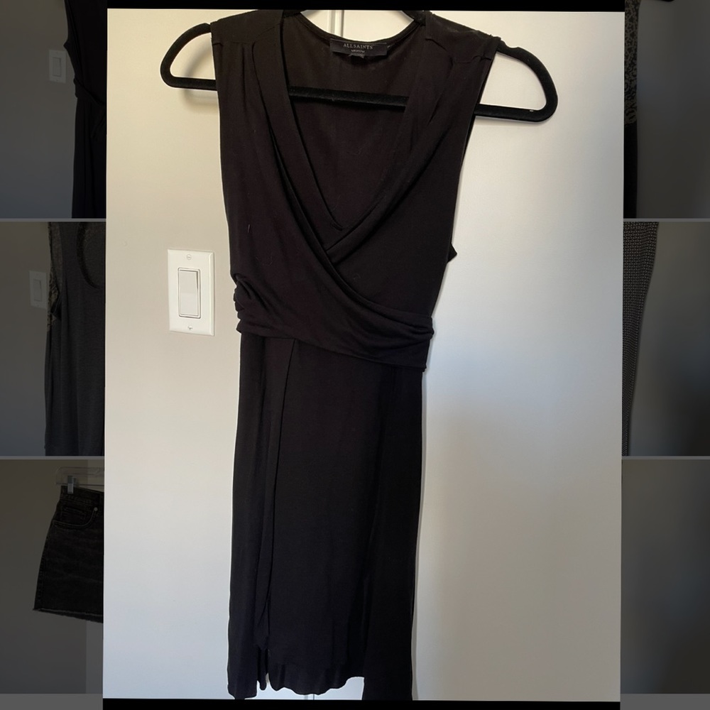 Black Allsaints wrap dress